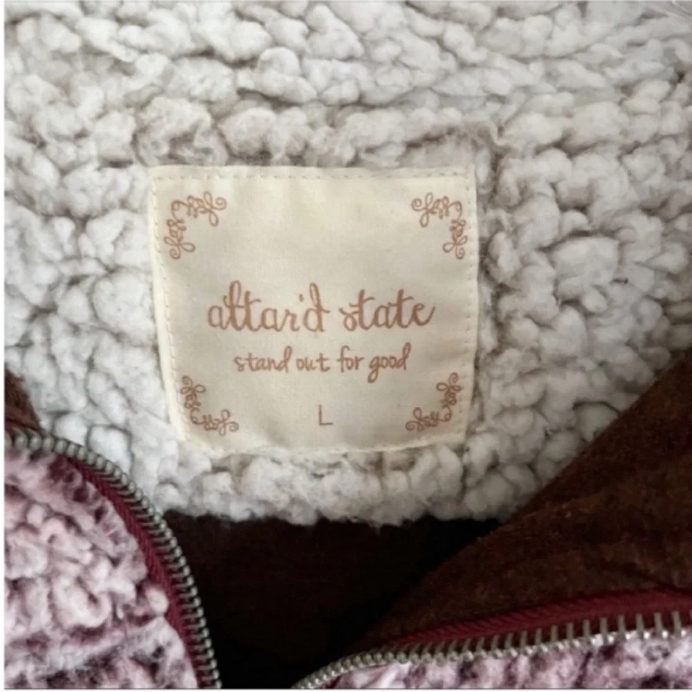 Altar'd State pullover burgundy red Sherpa quarter zip - Picture 4 of 7